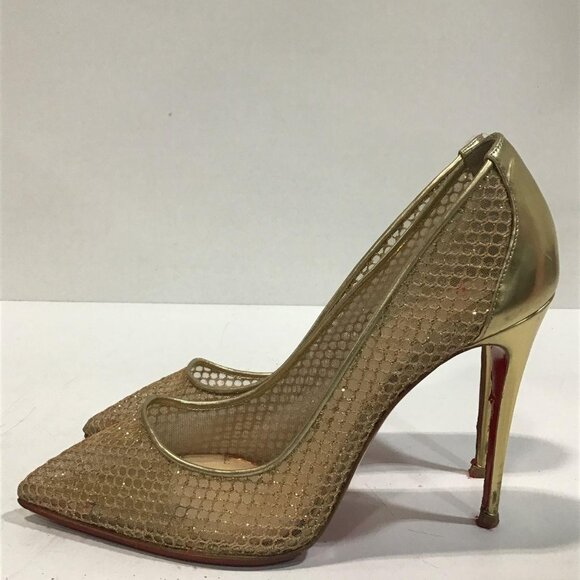 Christian Louboutin “Follies” Gold Point-Toe Pumps – EU 37.5 (US approx. 7.5) - Picture 4 of 7